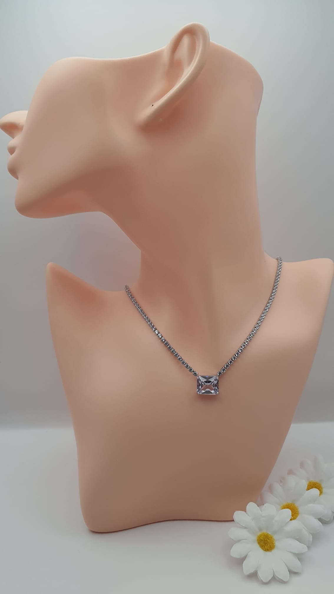 Crystal Diamond Necklace with Interchangeable Pendant Styles.