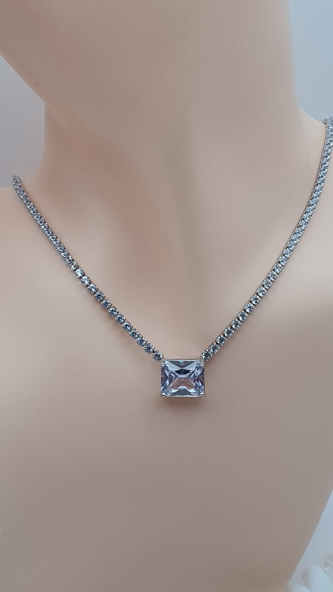 Crystal Diamond Necklace with Interchangeable Pendant Styles.