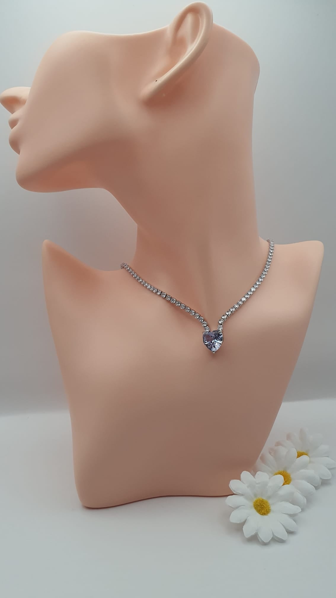 Crystal Diamond Necklace with Interchangeable Pendant Styles.