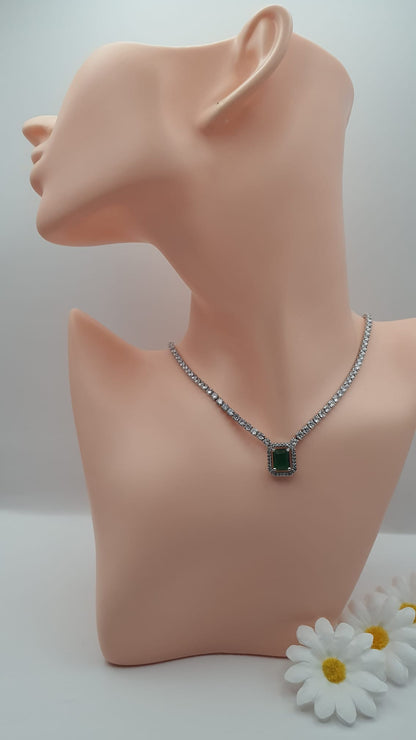 Crystal Diamond Necklace with Interchangeable Pendant Styles.