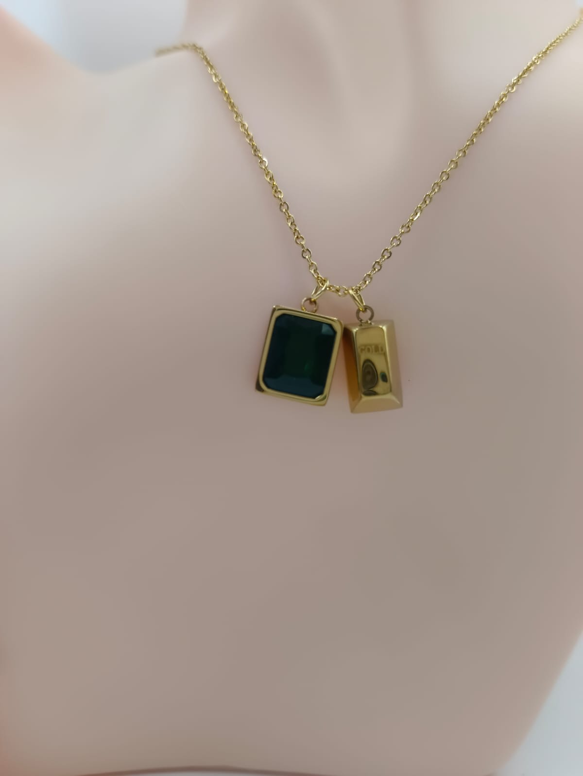 GalsFolks VividVerve Golden Two Square Pendant with Neck Chain - Timeless Elegance