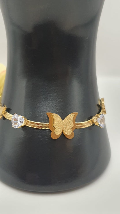 Elegant Golden Butterfly with Golden Chain Bracelet.