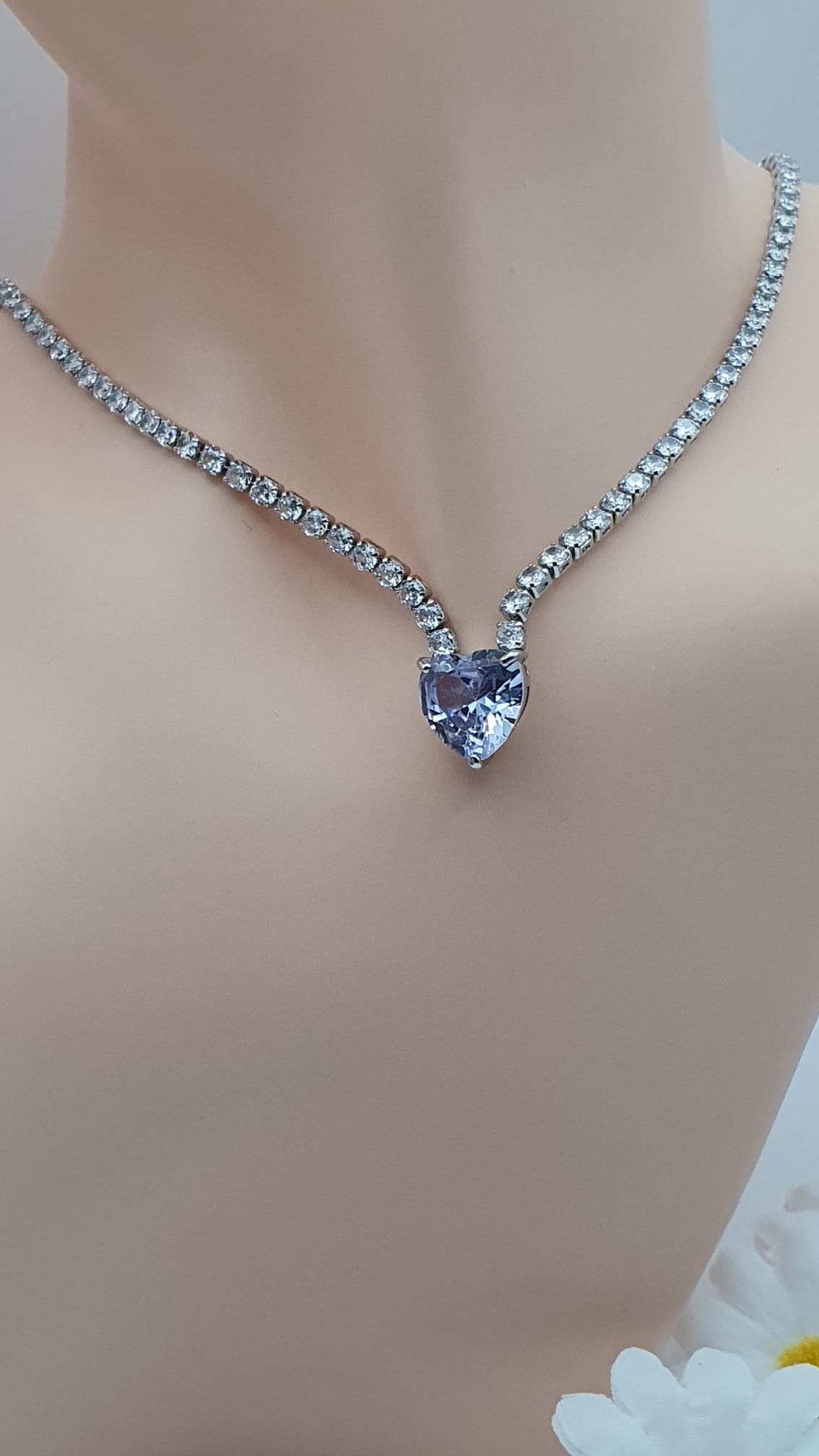 Crystal Diamond Necklace with Interchangeable Pendant Styles.