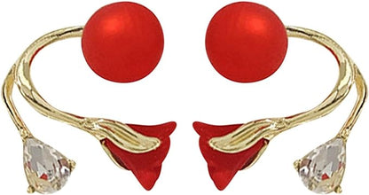 Christmas Earrings for Women Teen Girls Xmas Ball Earrings Red Ball Stud Earrings.