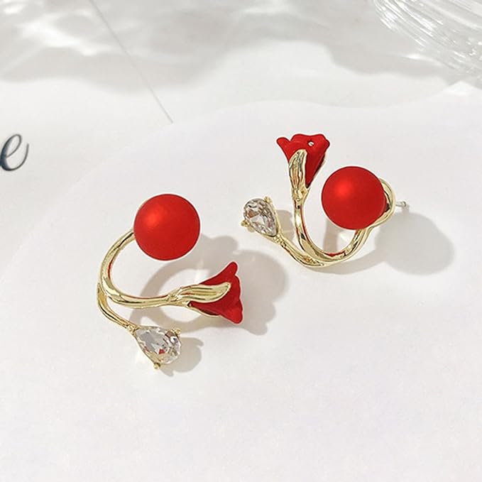 Christmas Earrings for Women Teen Girls Xmas Ball Earrings Red Ball Stud Earrings.