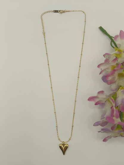 GalsFolks VividVerve Golden Heart Shape Pendant and Neck Chain - Timeless Elegance