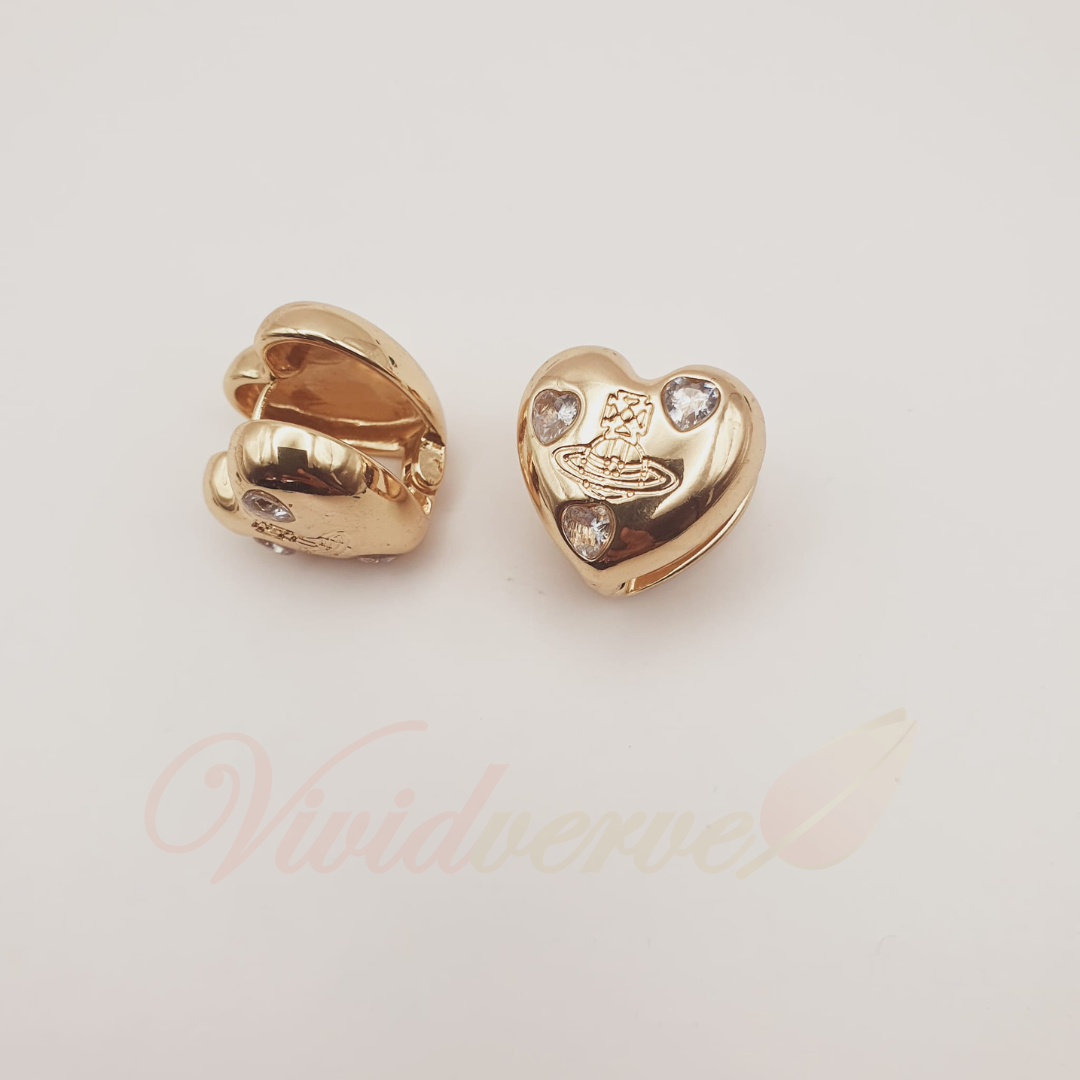 Elegant 18K Gold Filled Heart Shape Zircon Ear Studs - Perfect Gift for Women