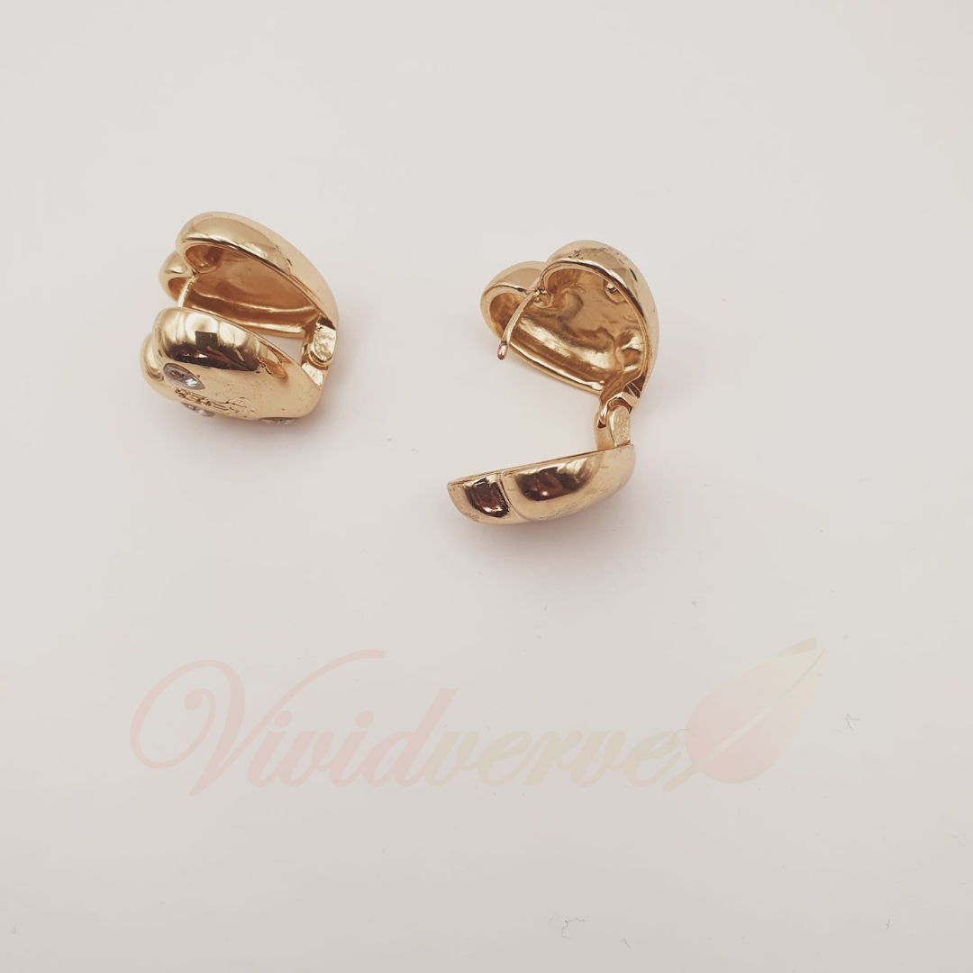 Elegant 18K Gold Filled Heart Shape Zircon Ear Studs - Perfect Gift for Women