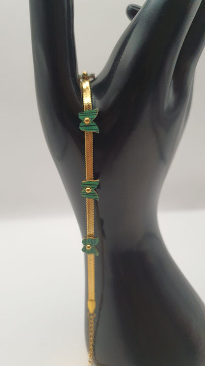 Elegant Green Butterfly with Golden Chain Bracelet | Adjustable Golden Alloy Bracelet | GalsFolks VividVerve Collection