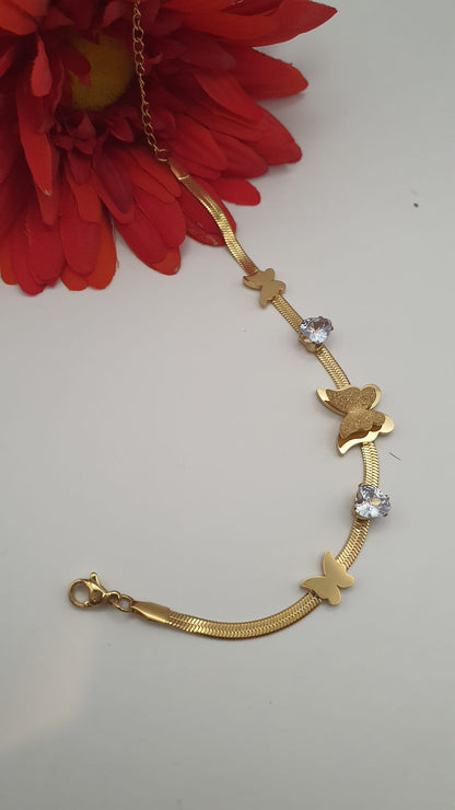 Elegant Golden Butterfly with Golden Chain Bracelet.