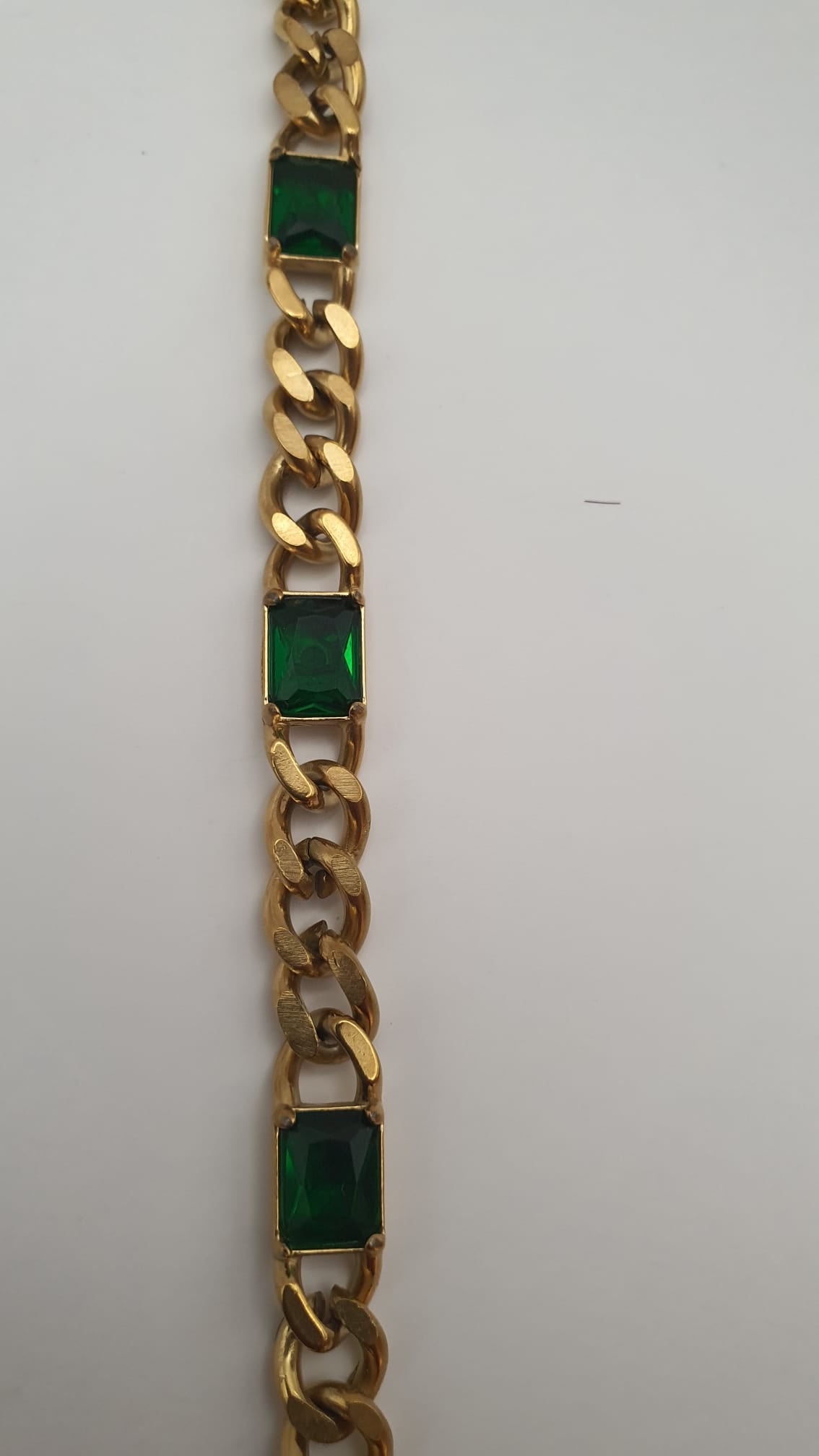 Elegant Rectangle Green Stone with Golden Chain Bracelet