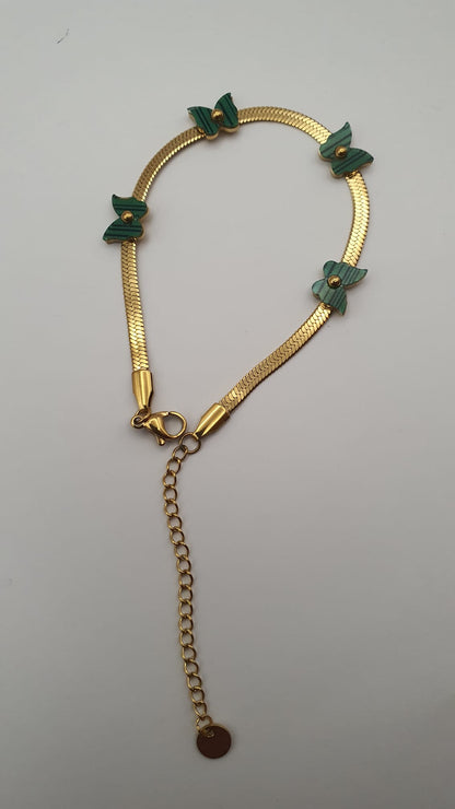 Elegant Green Butterfly with Golden Chain Bracelet | Adjustable Golden Alloy Bracelet | GalsFolks VividVerve Collection