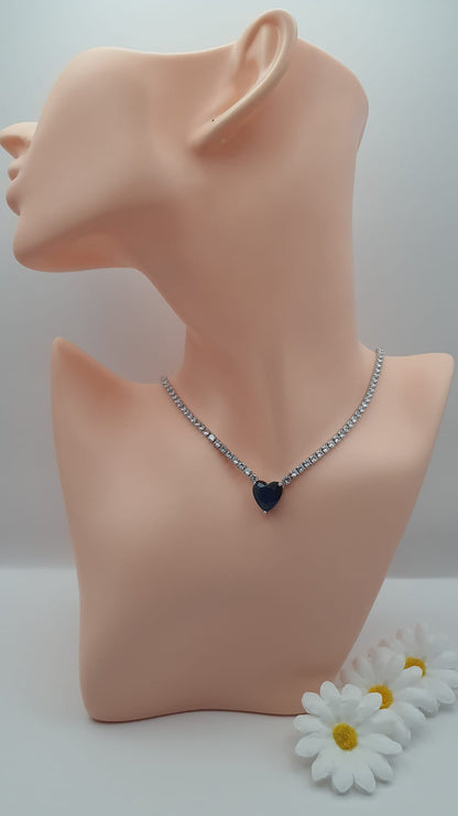 Crystal Diamond Necklace with Interchangeable Pendant Styles.