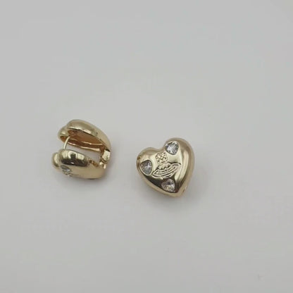 Elegant 18K Gold Filled Heart Shape Zircon Ear Studs - Perfect Gift for Women